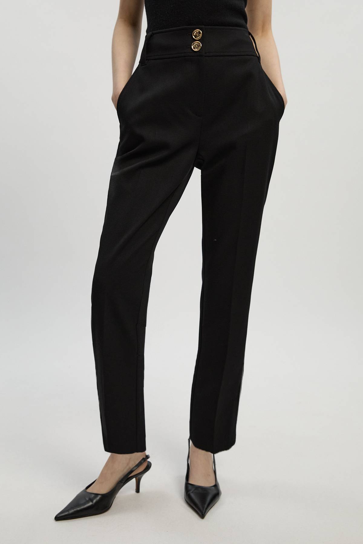 KarenMillen Pantalon Droit Ajusté en Stretch Texturé Compact - Taille Petite