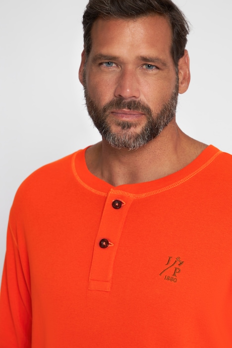 Henley, Basic, Langarm, Knopfleiste