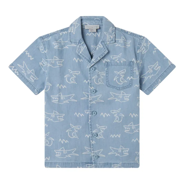 Stella McCartney Kids Chemise Denim Requin | Bleu