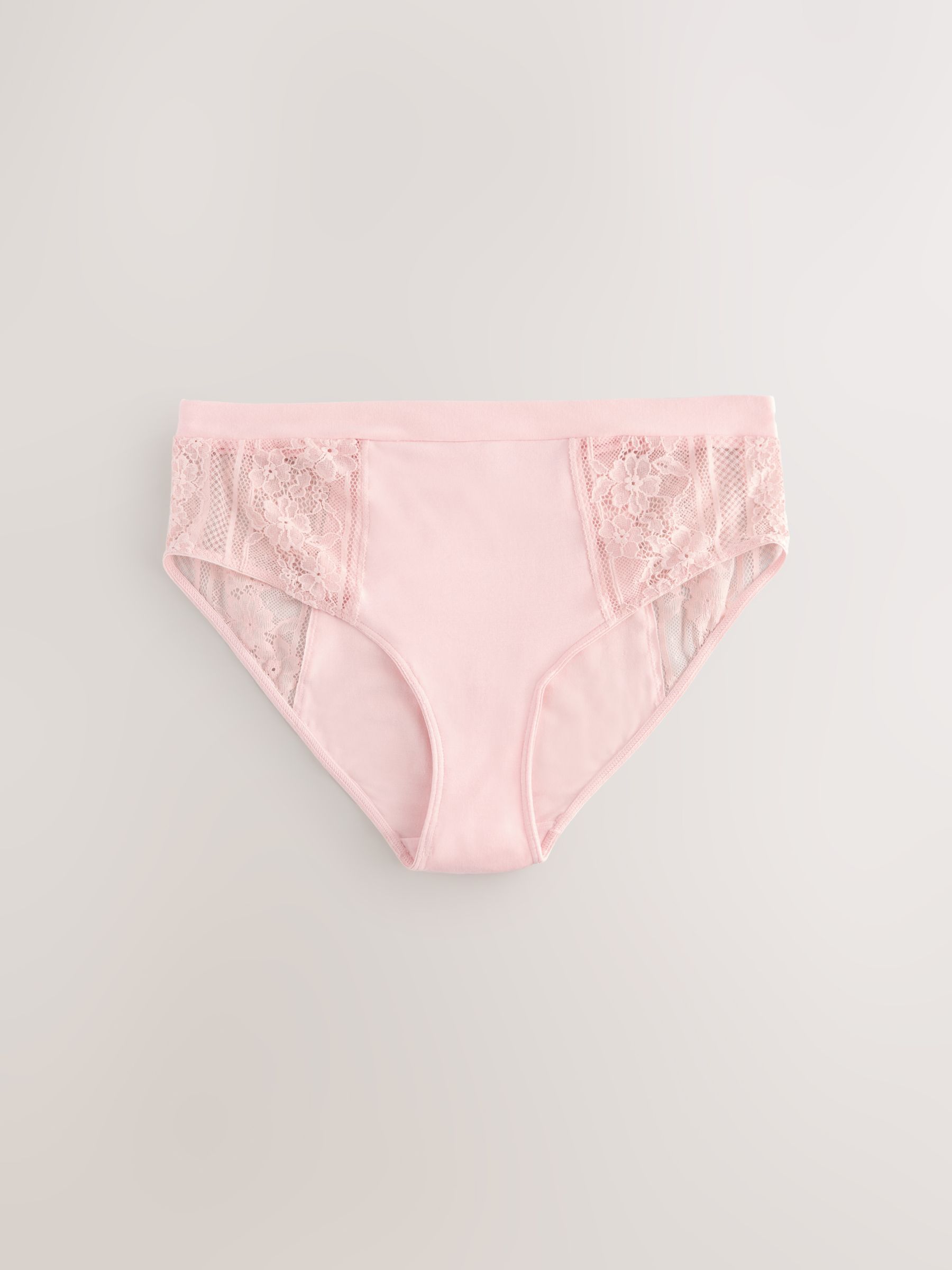 Kaki/lichtroze/crème - 3 Slipjes van modal met kant