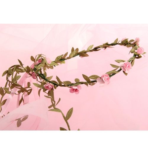 Haarkrans halo roosjes - roze