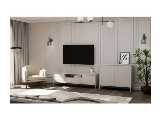 KAMARO 2D SLIM KASCHMIR bloc tiroirs Lattes Façade rainurée