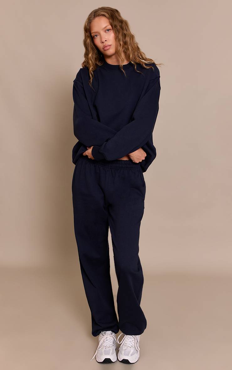 Bleu Marine Sweat-shirt Plt En Coton Bouclette Épais 440 G/m²