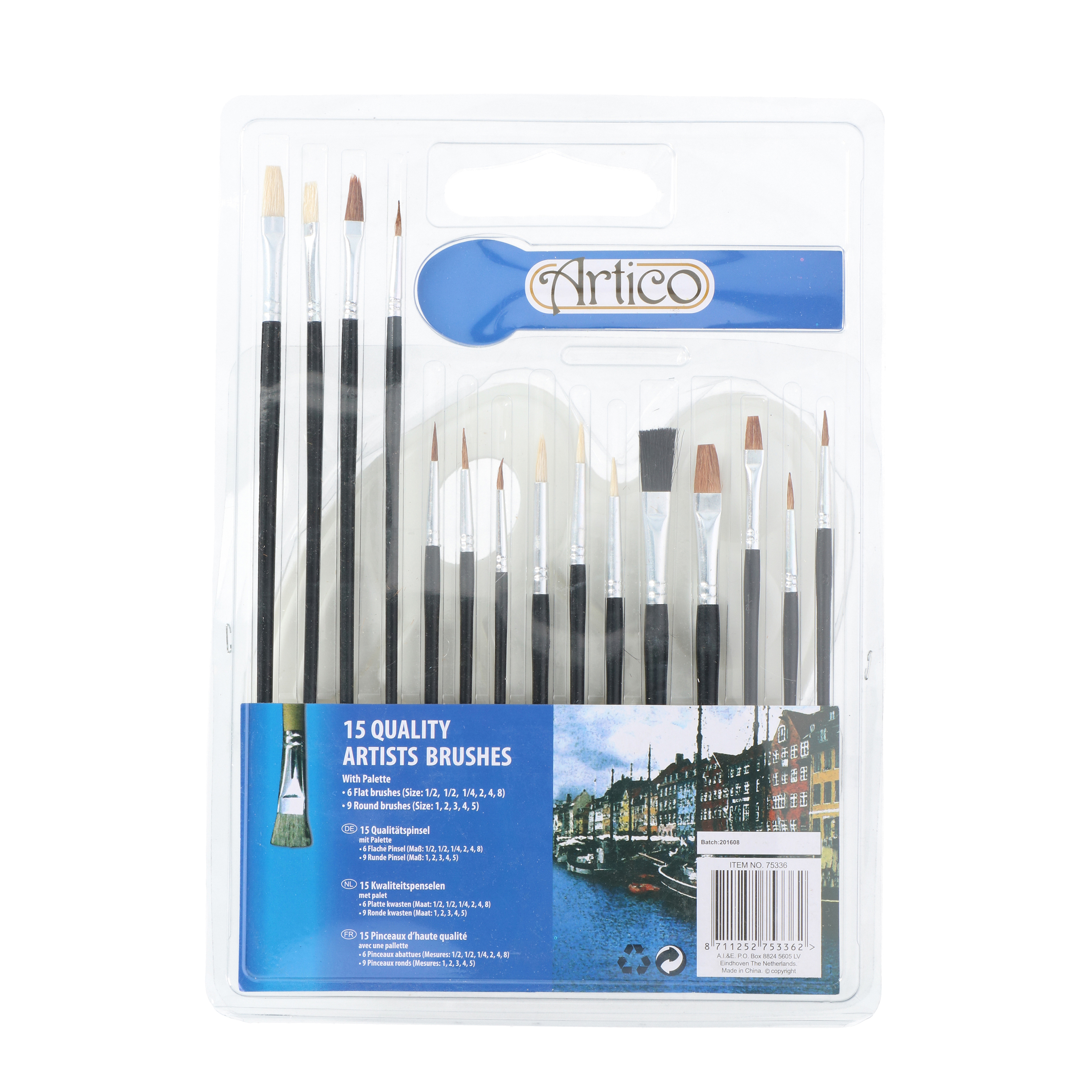 Pinsel Set mit Palette Set 16-teilig