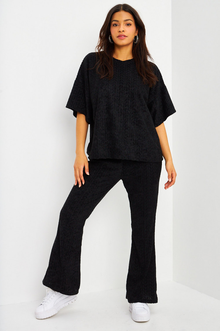 Ensemble 2 pièces t-shirt + pantalon loungewear noir