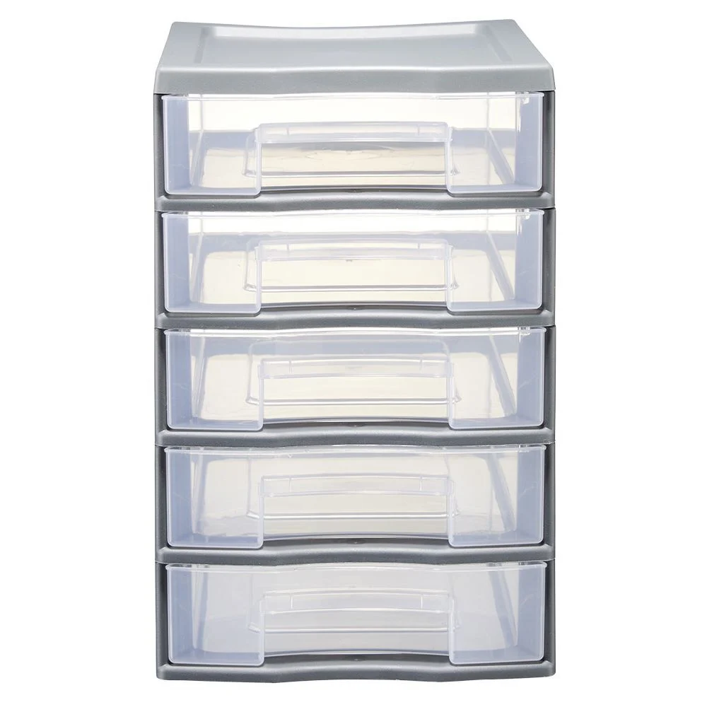 Tour de rangement 5 tiroirs format A6+ gris