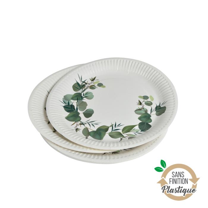 SET 10 ASSIETTES CARTON D.23CM EUCALYPTUS