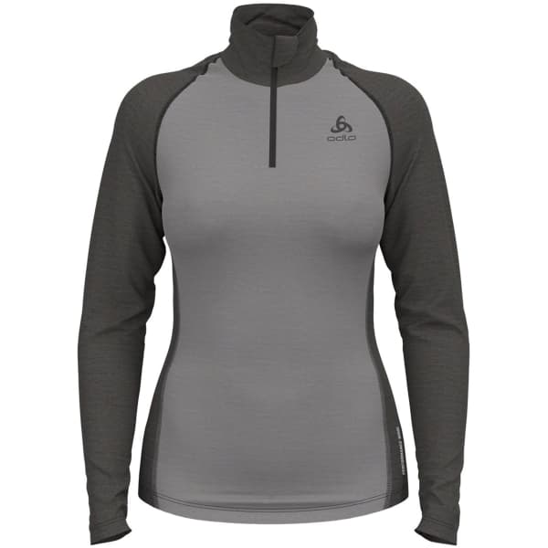 T-shirt thermique ODLO NATURAL PERFORMANCE PW 150 BL TOP TURTLE NECK L/S HALF ZIP W GREY MELANGE/DARK GREY MELANGE