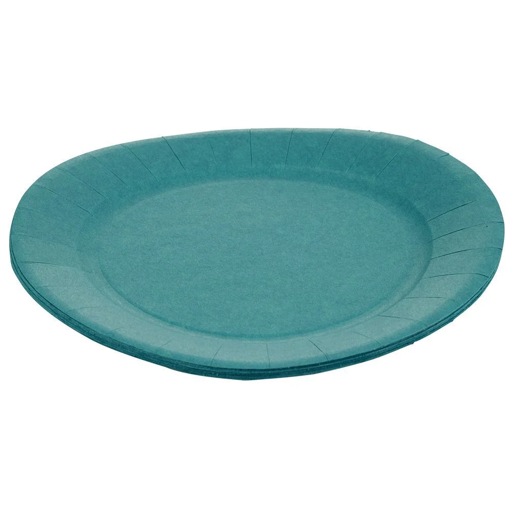 Lot de 10 assiettes en carton bleu canard Ø23 cm