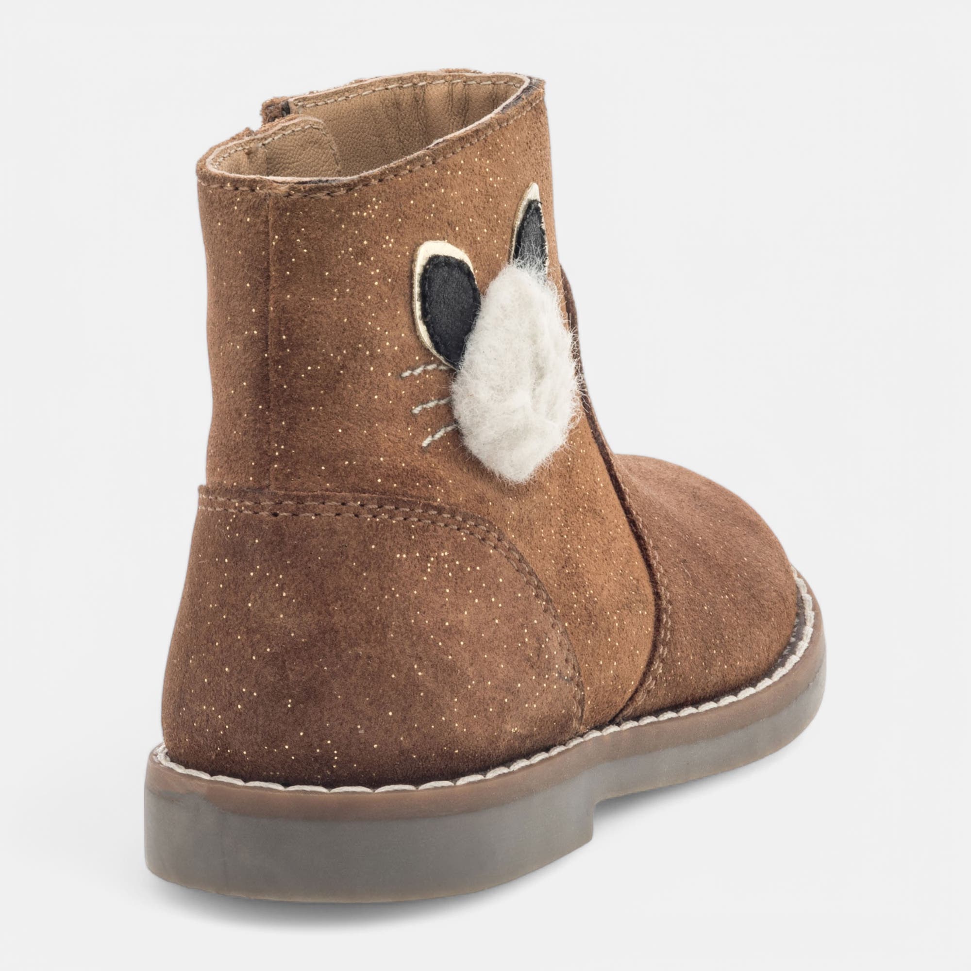 Bottines Fille en cuir cognac