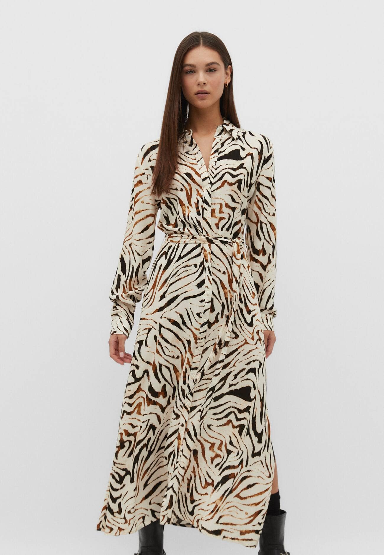 Vestido longo tipo camisa