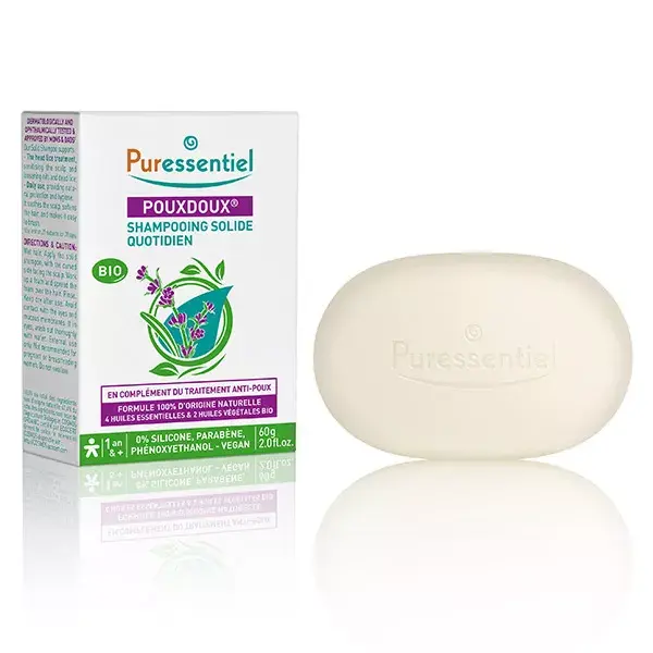Shampoo Sólido Diário Antipiolhos Puressentiel Pouxdoux® Orgânico 60g