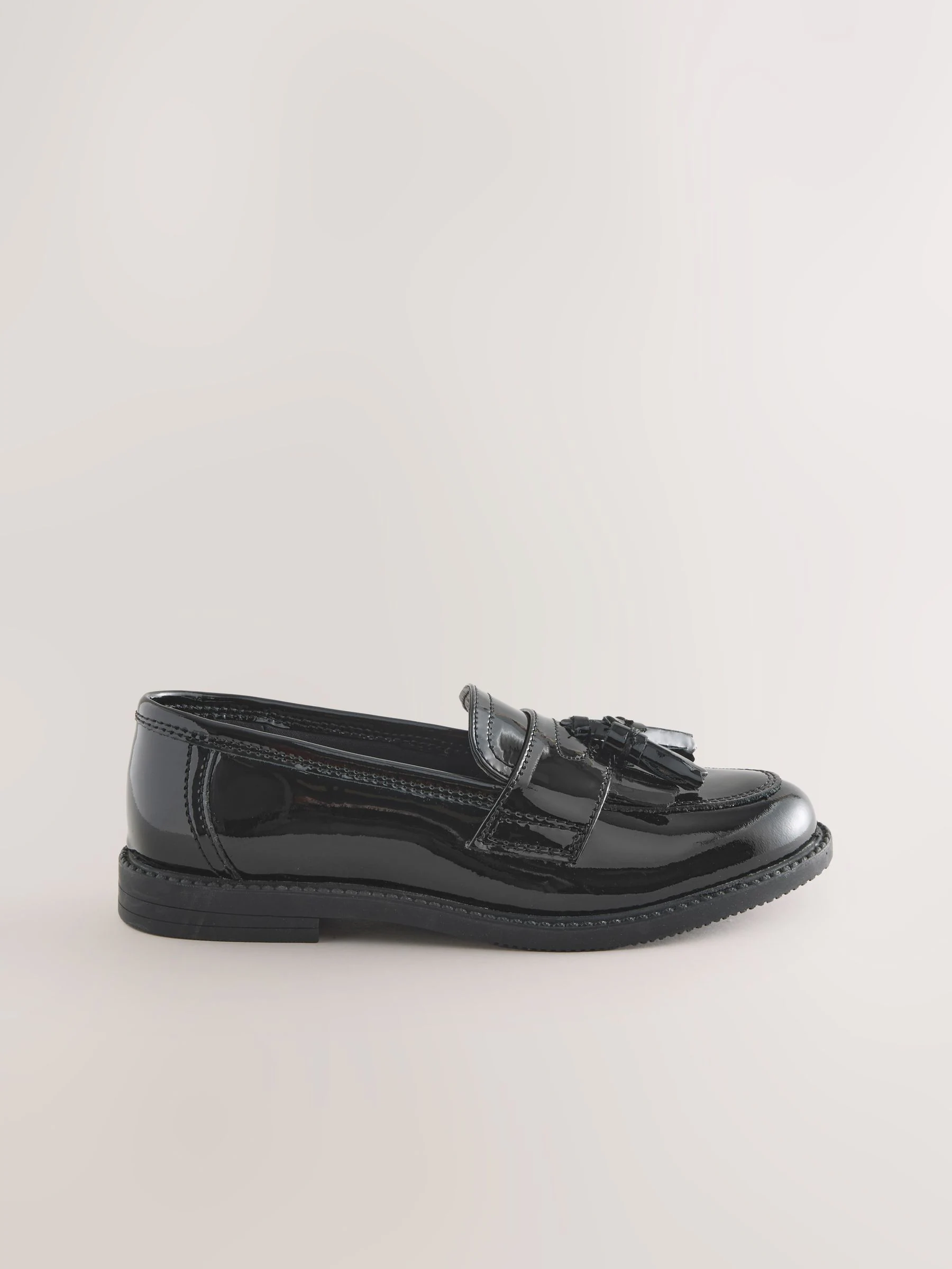Zwart lak - Leren schoolschoenen met kwastjes