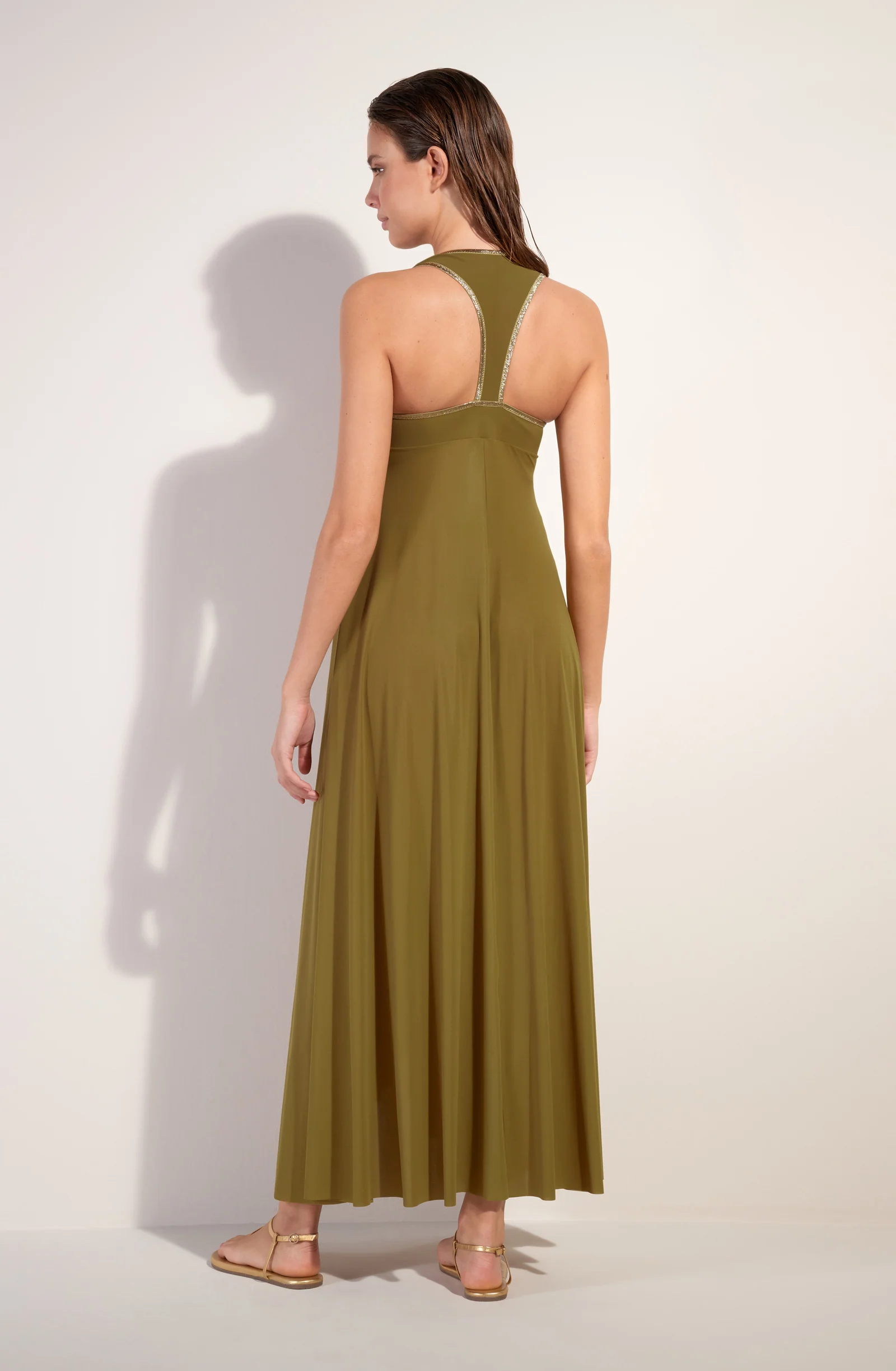 rosane Robe longue bronze ouverte sur le devant Bronze