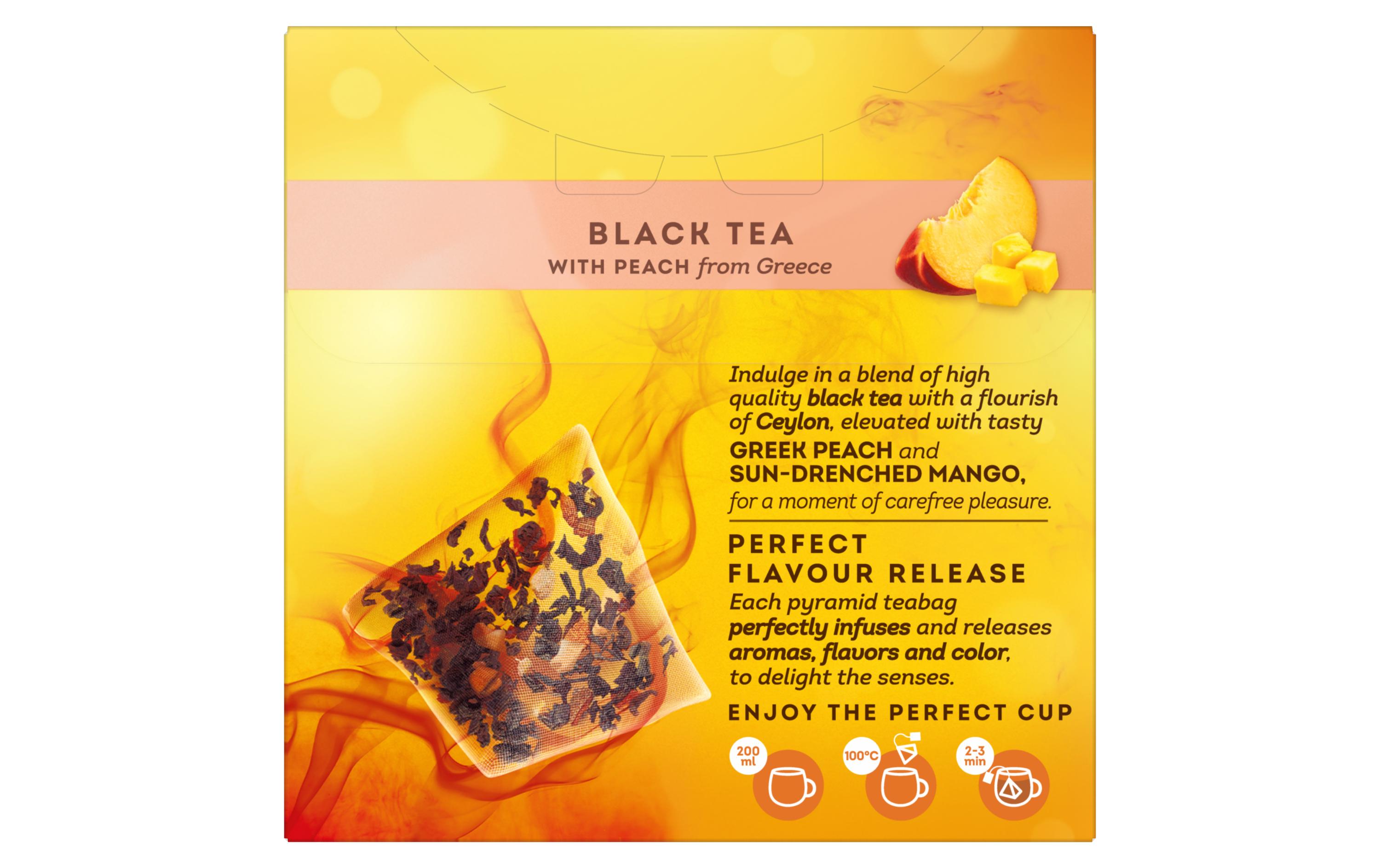 Teebeutel Schwarztee Peach Mango 20 StückSchwarzer Tee mit Pfirsich und Mango
