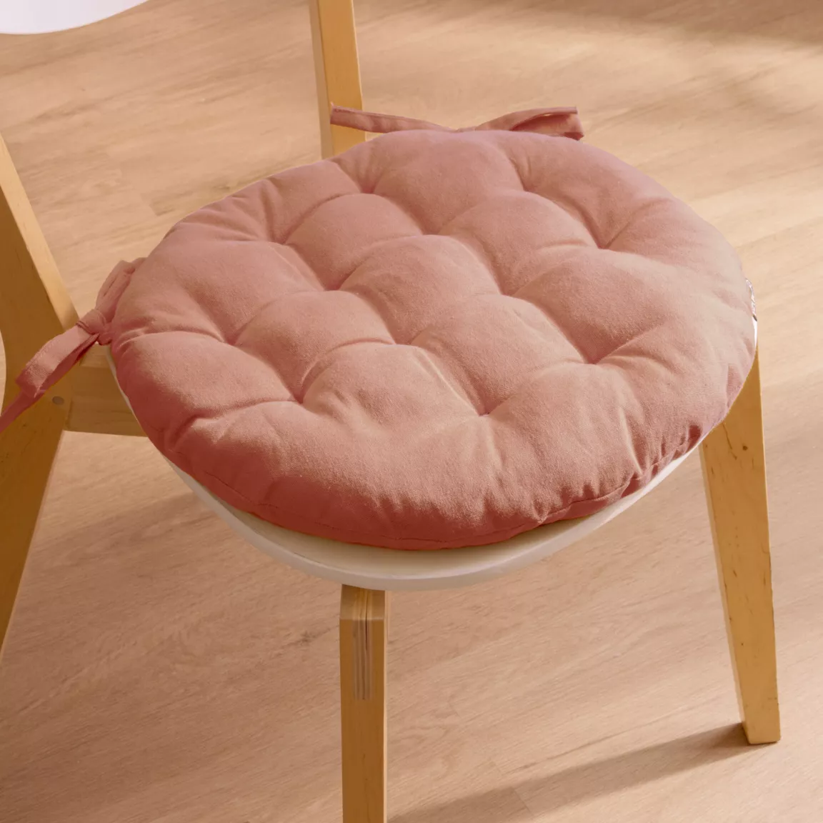 Coussin de chaise rond coton (40 cm) Pixel Rose pêche