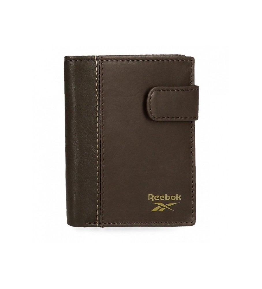 Carteira vertical Reebok Division com fecho de clique, marrom