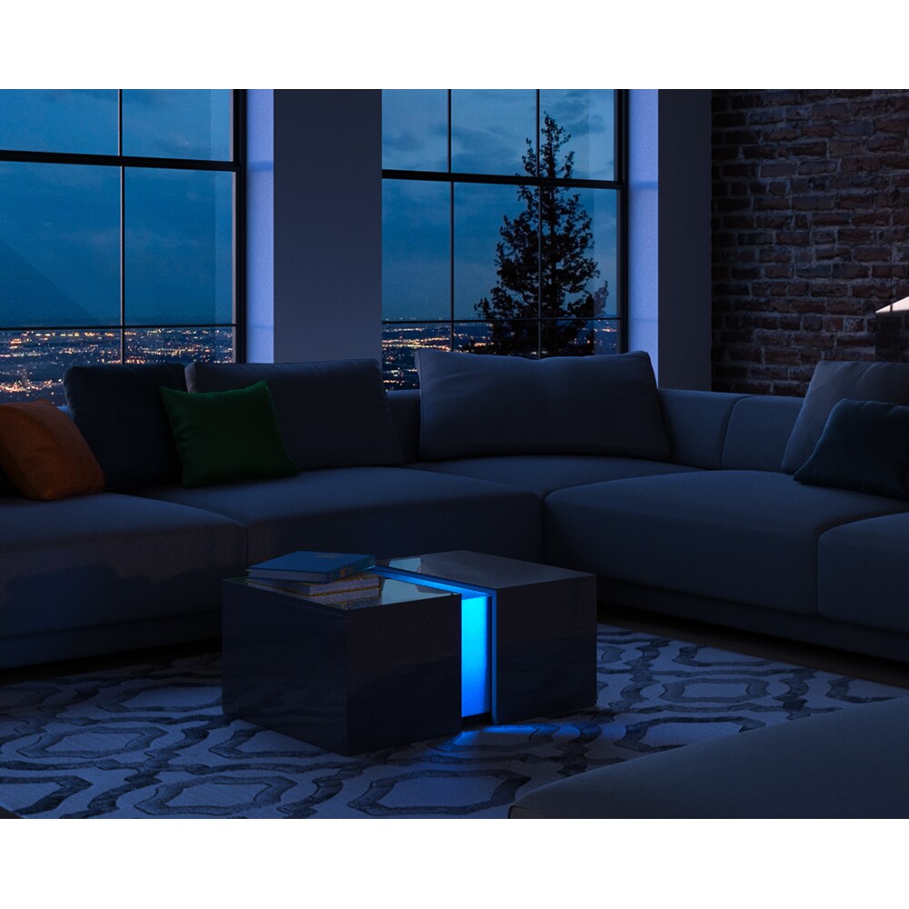 VICCO LED Couchtisch DANDY hochglanz Sofatisch Kaffeetisch Beistelltisch Schwarz