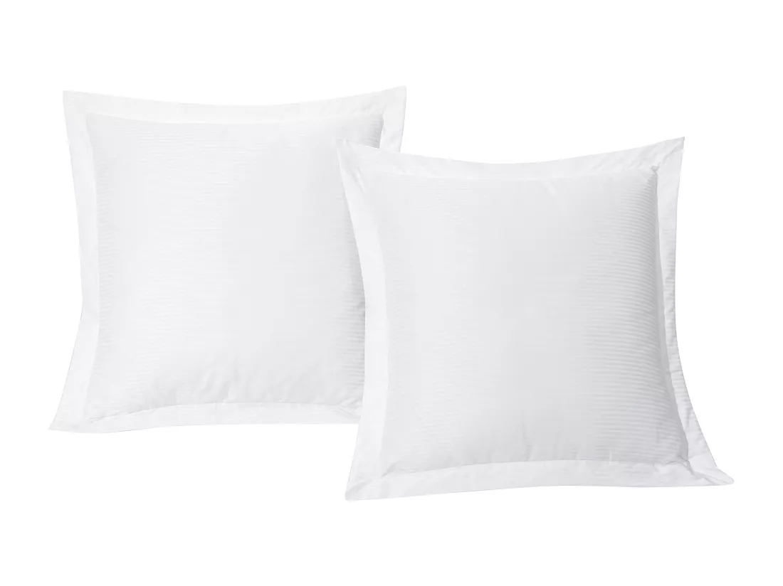 Lot de 2 Taies d'oreiller satin de coton rayé blanc