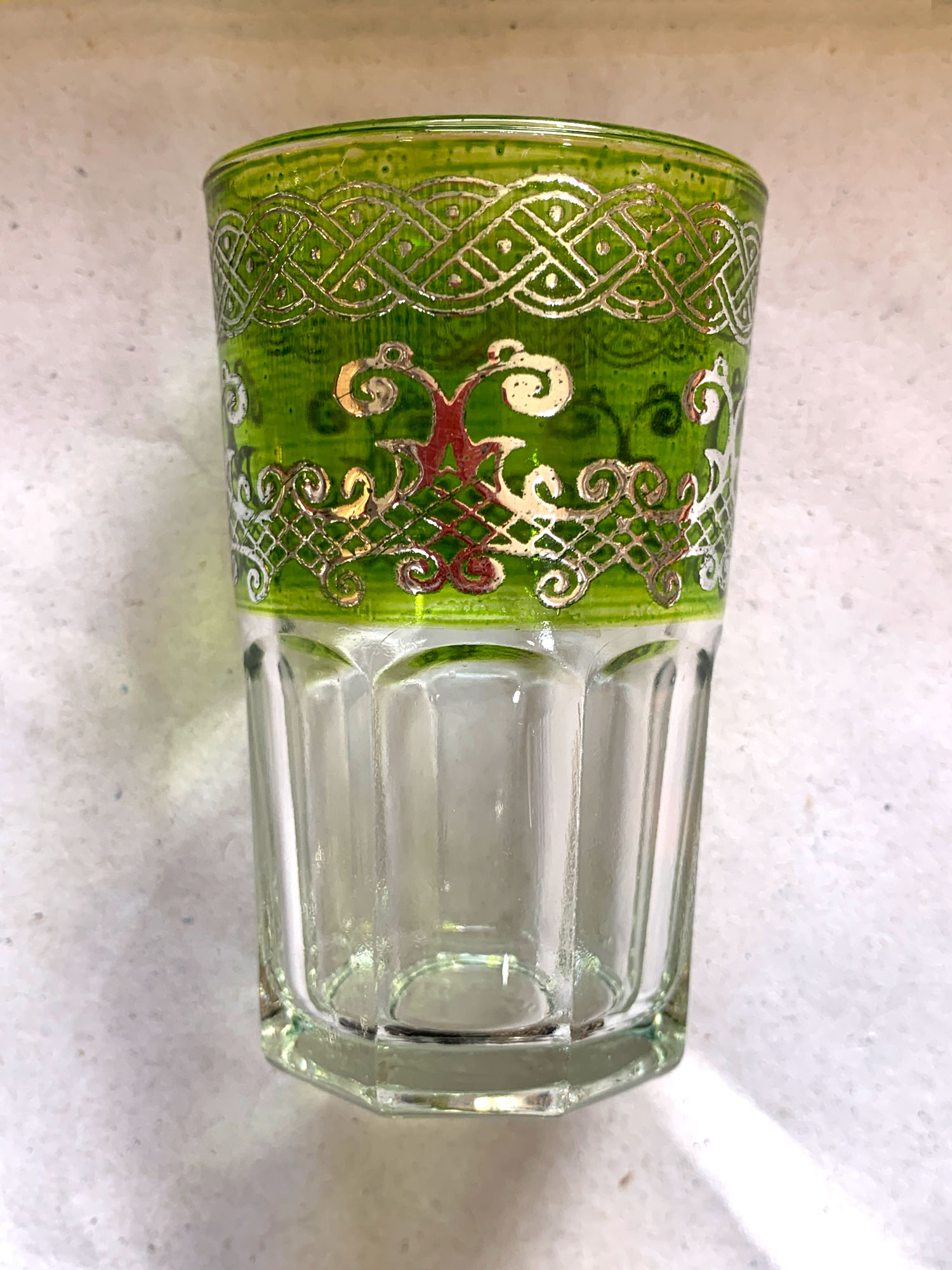 Teeglas 'Selsla' grün-silber, H 9 cm, Ø 5,5 cm zu 4,80