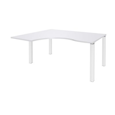 Bureau compact EXPRIM - L160 cm - Retour gauche - Plateau Blanc perle - Pieds blanc (Pieds de renfort obligatoire à rajouter - non inclus)