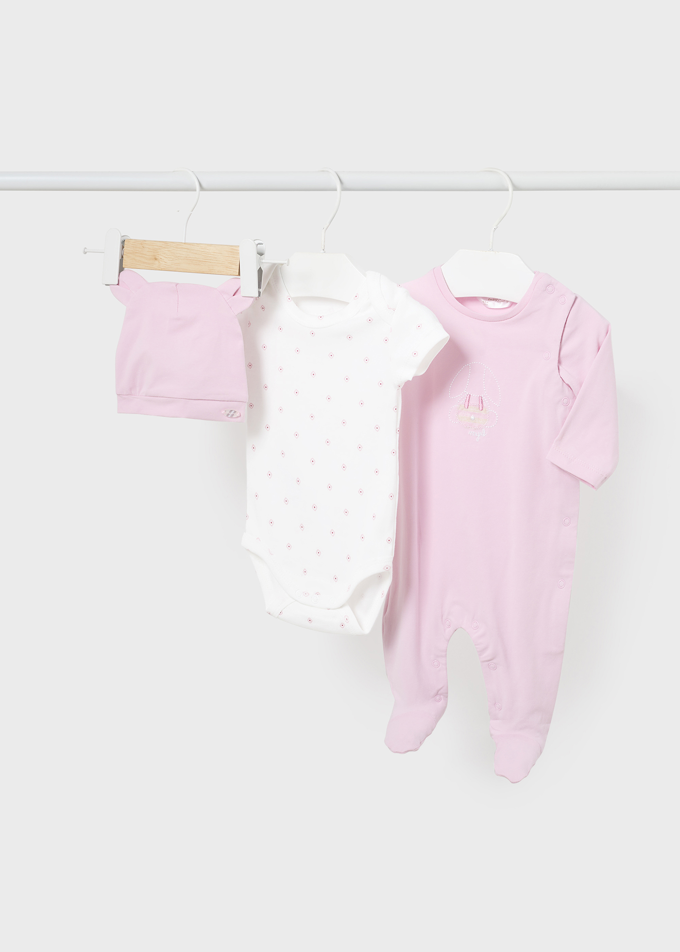 Conjunto de macacão de 3 peças Better Cotton para recém-nascidos, cor cru