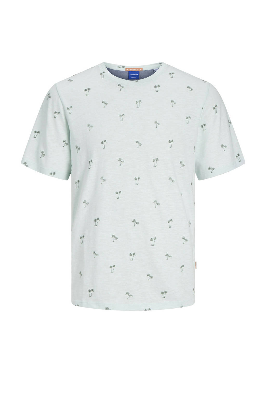 JACK & JONES T-shirt JORPALM met all over print lichtblauw/blauw