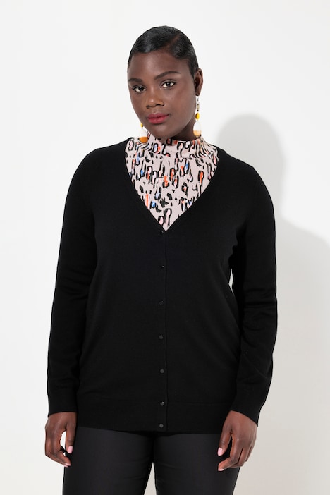 Strickjacke, edle Merinowolle, V-Ausschnitt, Knopfleiste
