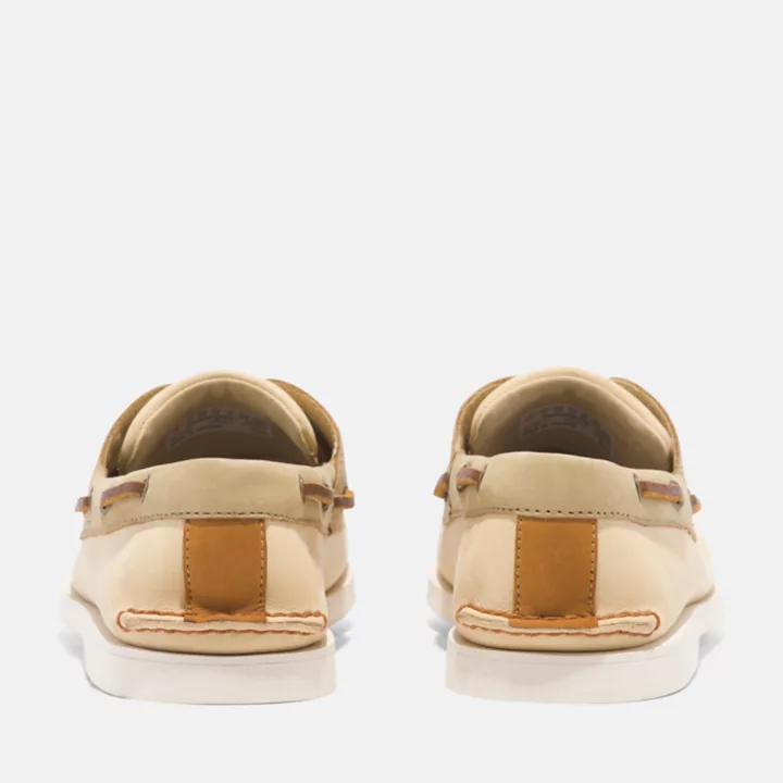Chaussures bateau classique en cuir pour homme en jaune clair