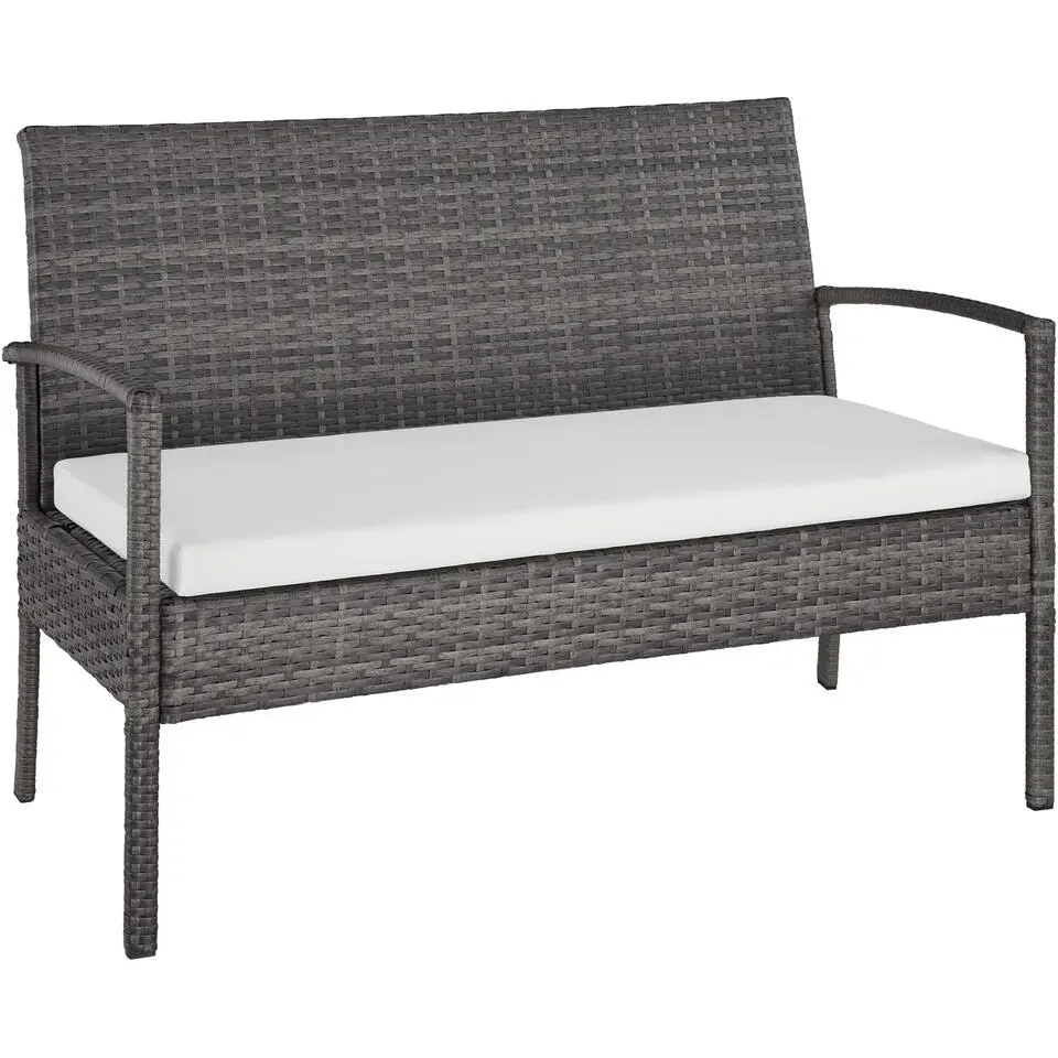tectake - loungeset - bank, stoelen en tafel - wicker - grijs