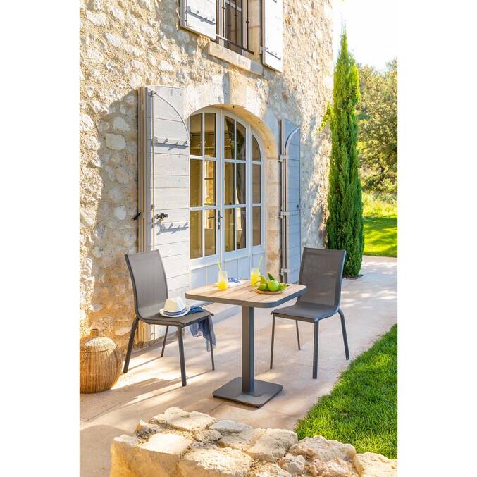 Table de jardin bistro TYLA Acacia & Graphite