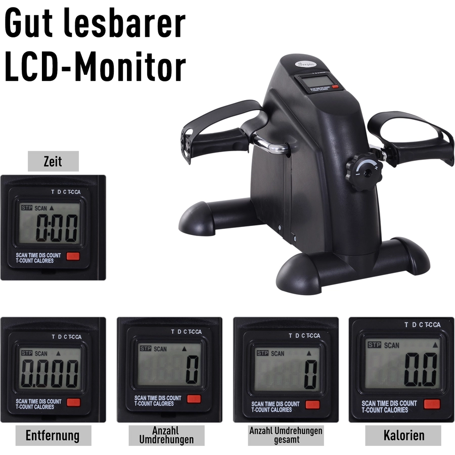 HOMCOM Pedaltrainer mit LCD-Display schwarz