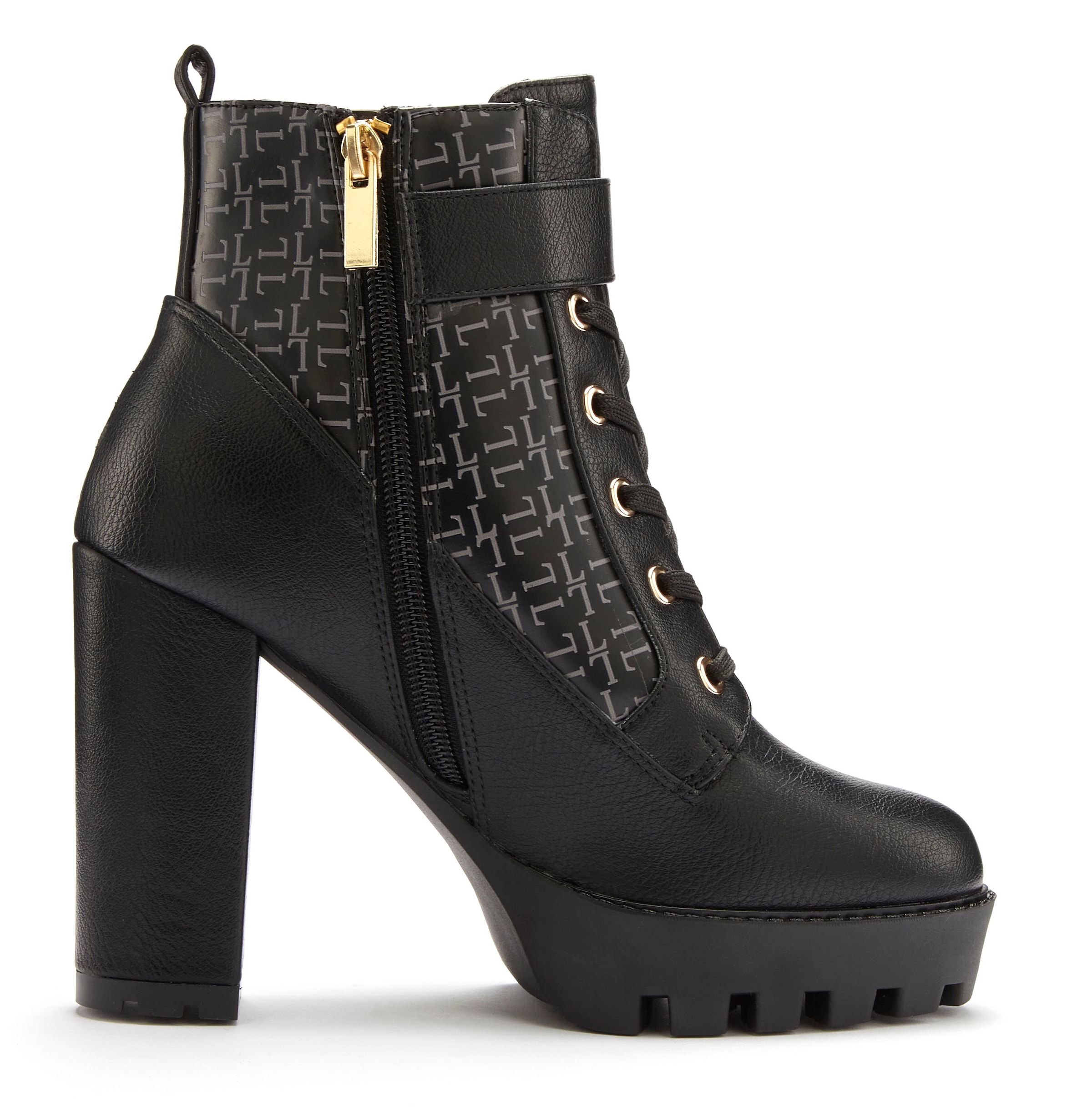 LASCANA Stiefelette  mit Blockabsatz & raffinierter Musterung, High-Heel-Stiefelette VEGAN