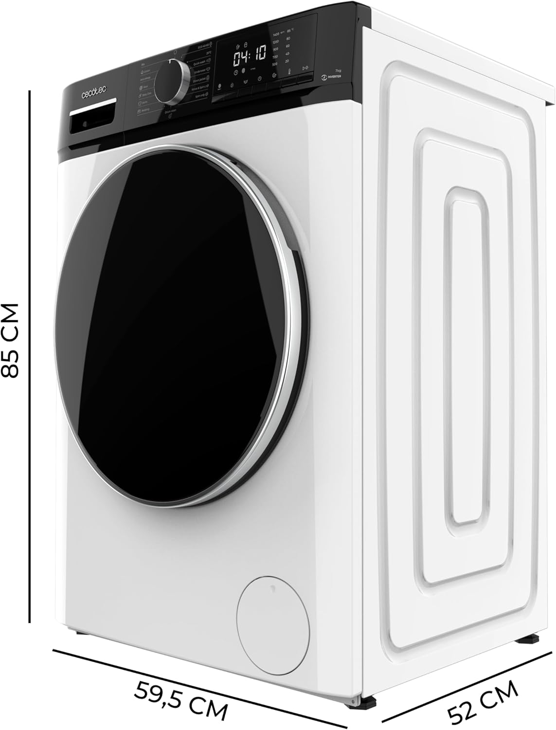 Cecotec Lave-linge 8 kg Bolero DressCode 8610 Inverter Steel A. Chargement Frontal, 1400 RPM, SteamMax, Motor Inverter Plus, 15 Programmes, OnSmart, Stop&Go, DrrumClean, Caoutchouc Antibactérien