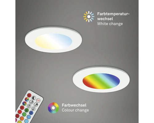 LED inbouwspots set IP65 dimbaar 4,8W 450 lm 3000-6500 K CCT RGB wit Ø 9,2/6,8 cm 230V 3 stuks met afstandsbediening, geheugenfunctie, nachtlampfunctie, timerfunctie