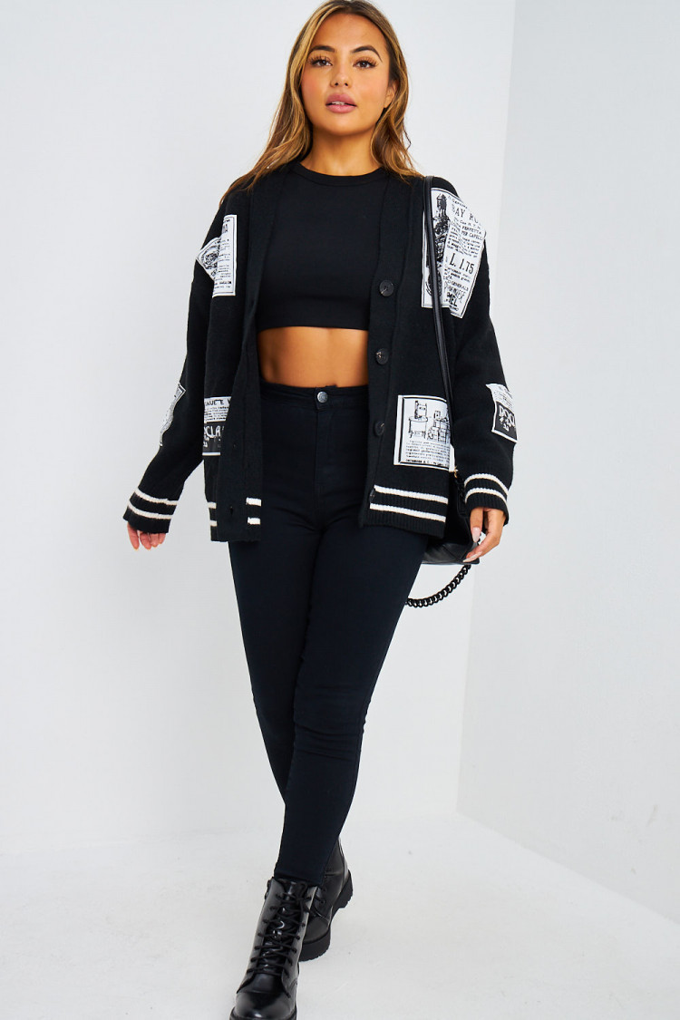 Gilet en mailles noir à patch