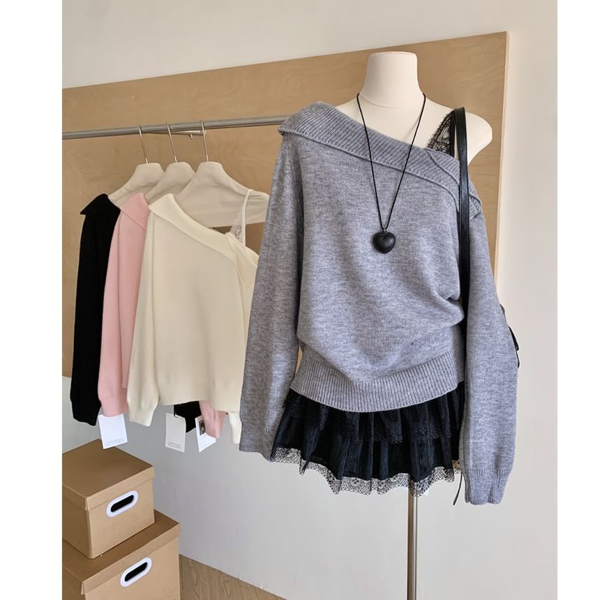 Dute - Mock Two-Piece Off Shoulder Trui