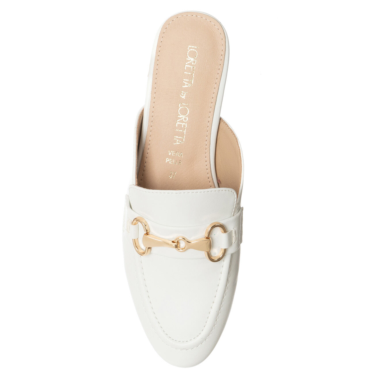 Loretta by Loretta Mules en Cuir Lov blanches