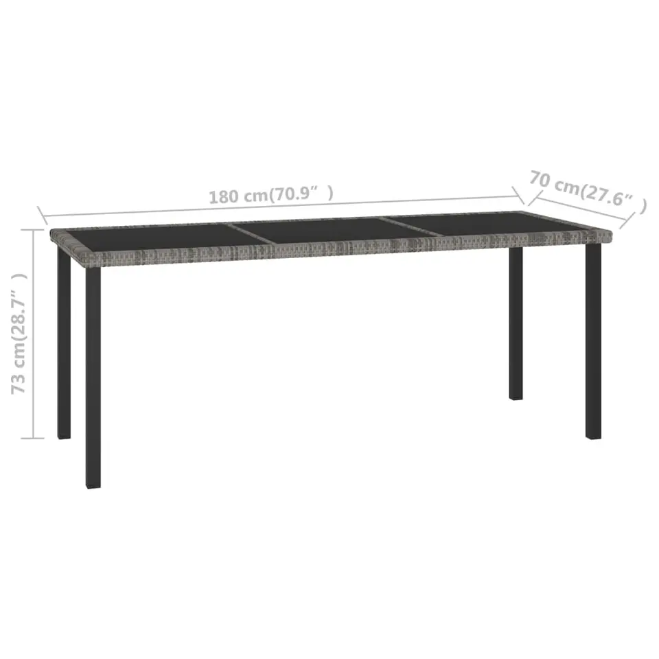 vidaXL - Tuintafel - Grijs - Poly rattan - 180 x 70 x 73 cm