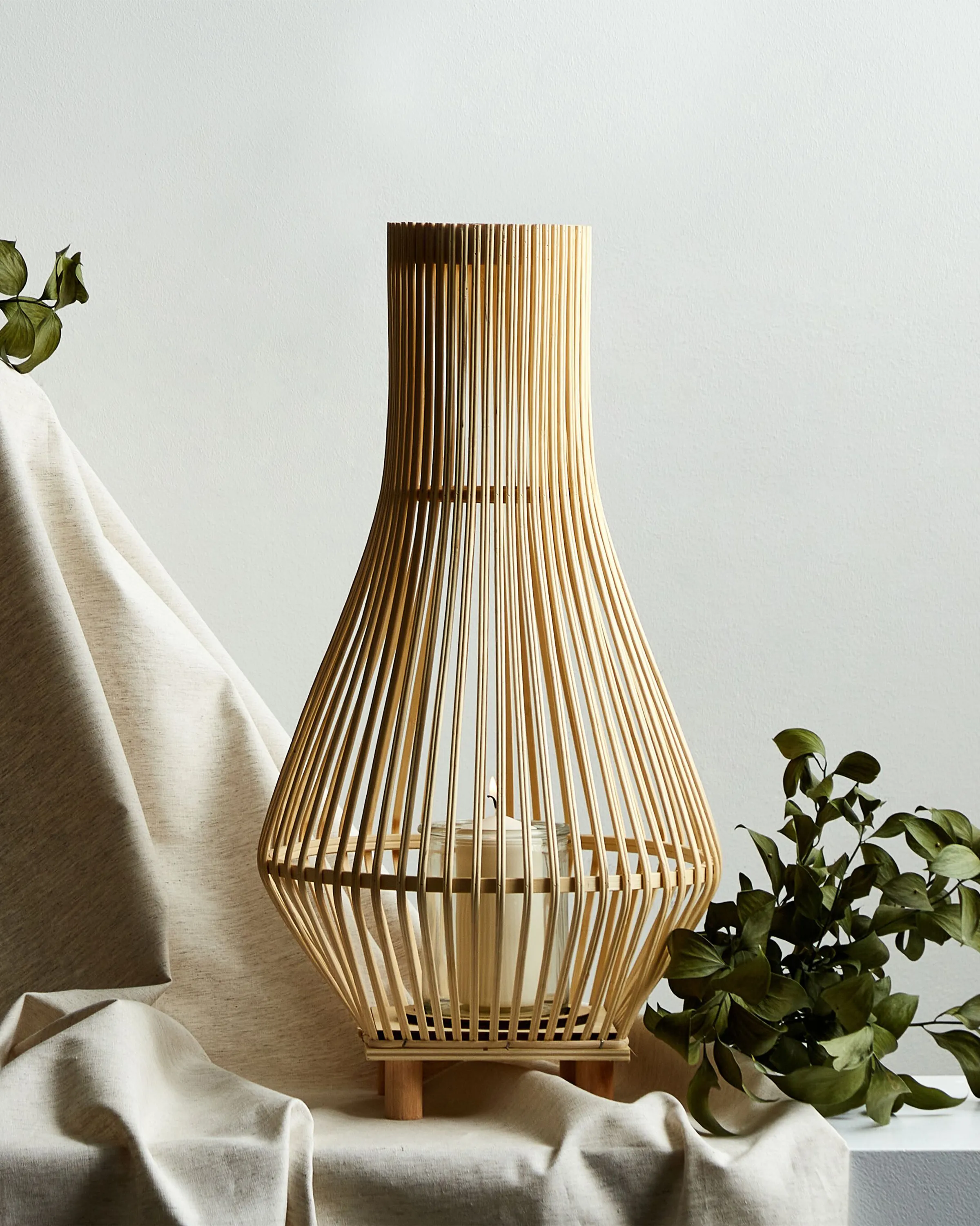 Lantaarn LEYTE Wilgenhout 58 cm Lichtbruin