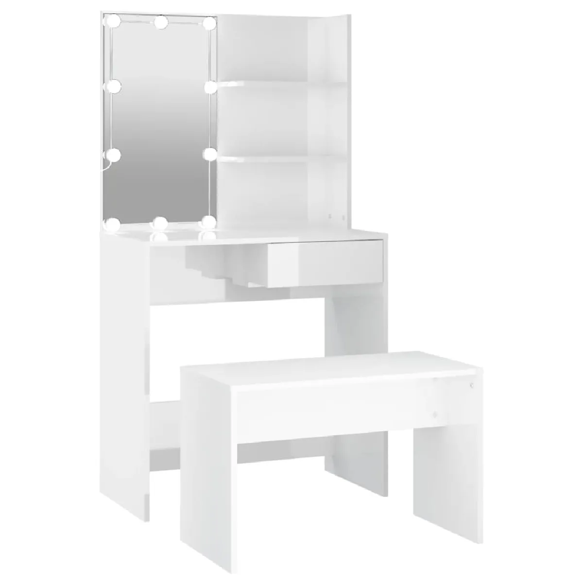 VidaXL Coiffeuse LED Blanc Brillant