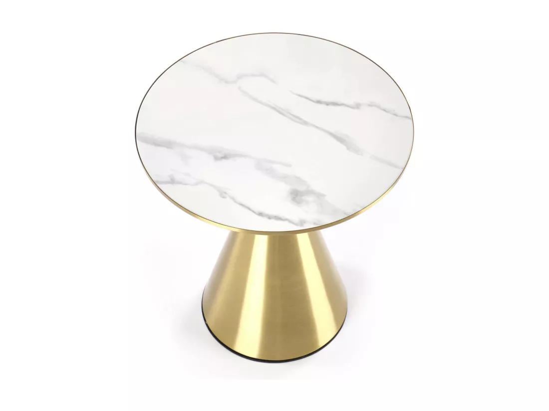 Table basse ronde 50 cm aspect marbre blanc Napoli