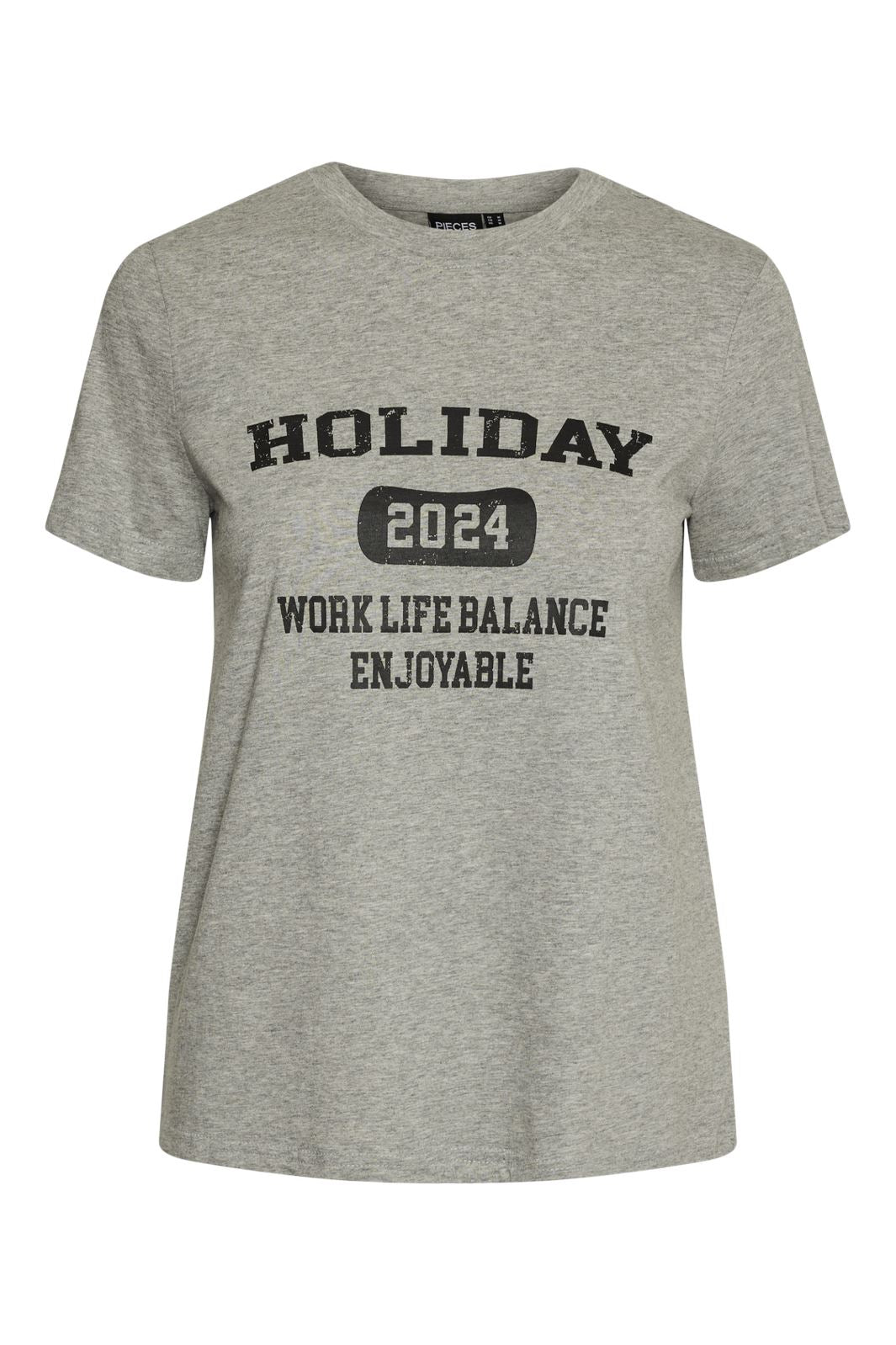 Pieces Pcaya Ss Tee Mm 4523982 light grey melange black holiday