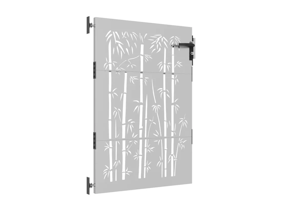 Portail de jardin 85x150 cm acier corten design de bambou