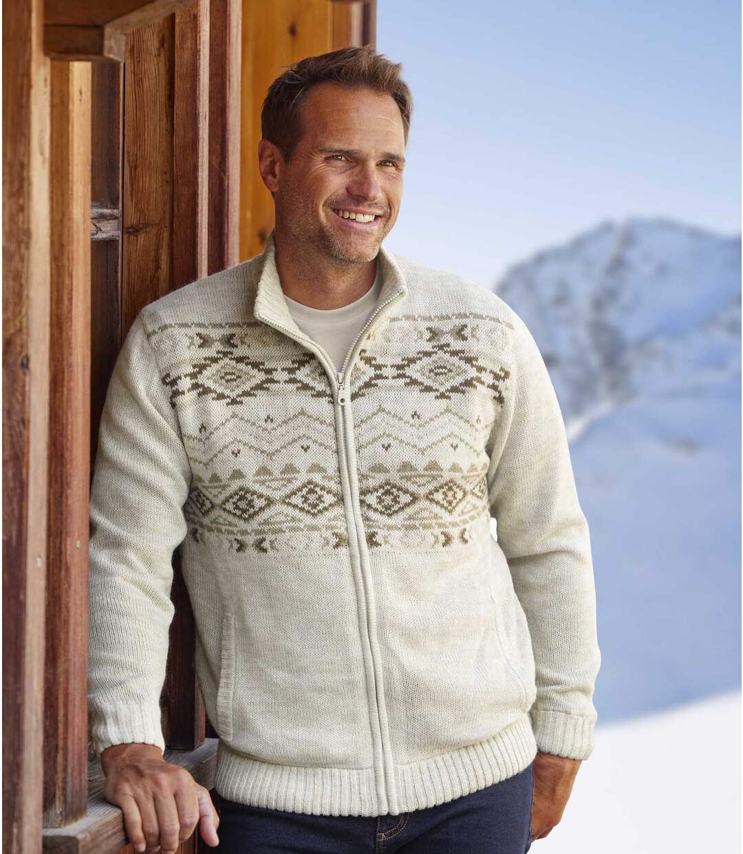 Gilet Tricot Jacquard Doublé Polaire