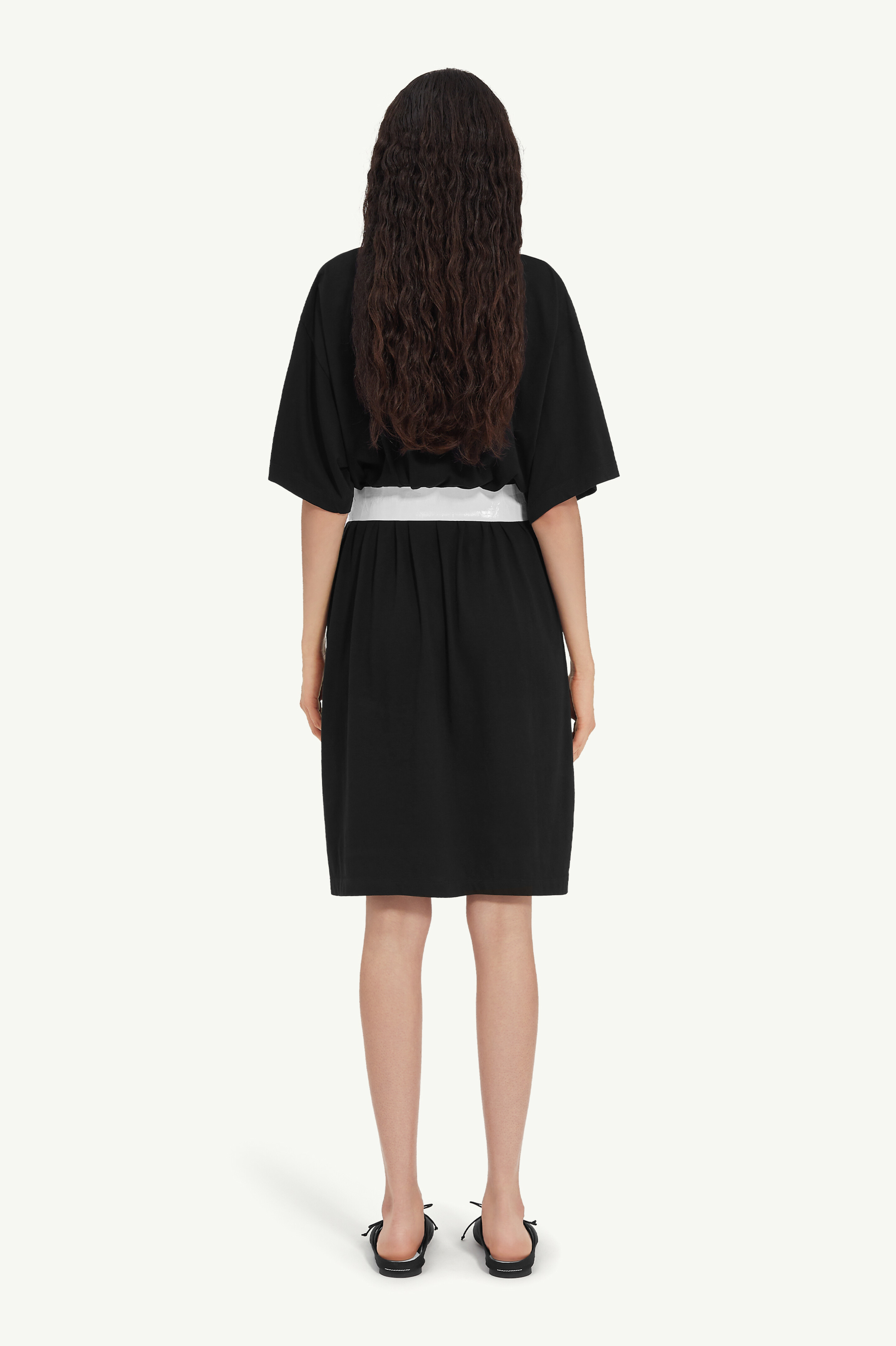 Black Jersey Crewneck Mini Dress