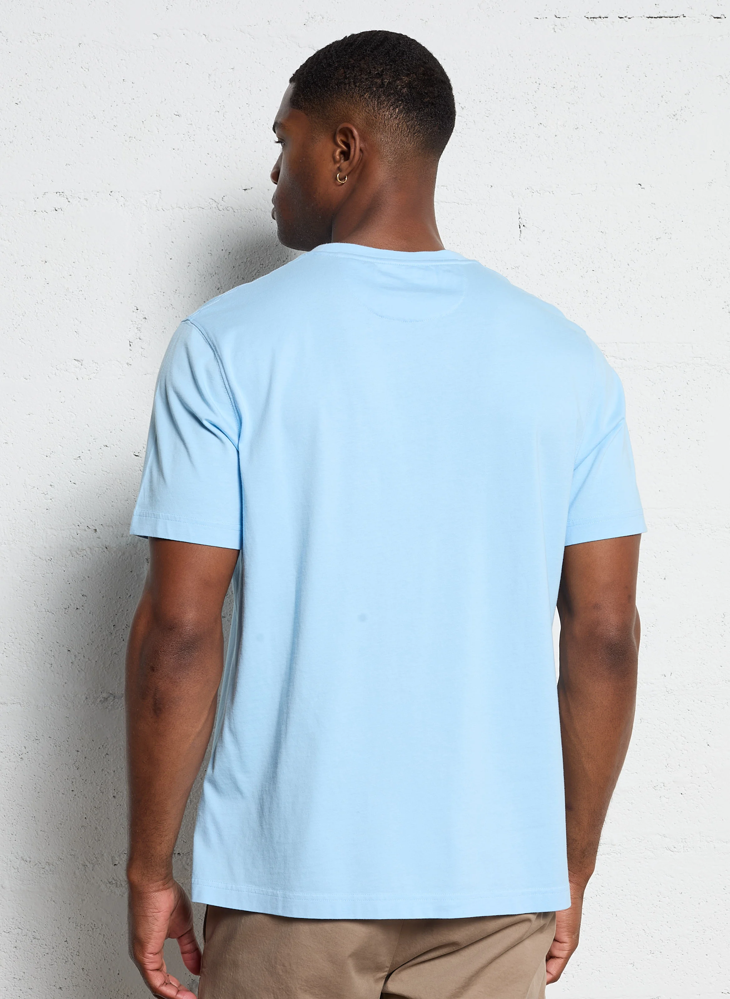 Tee-shirt manches courtes brodé en coton | Bleu