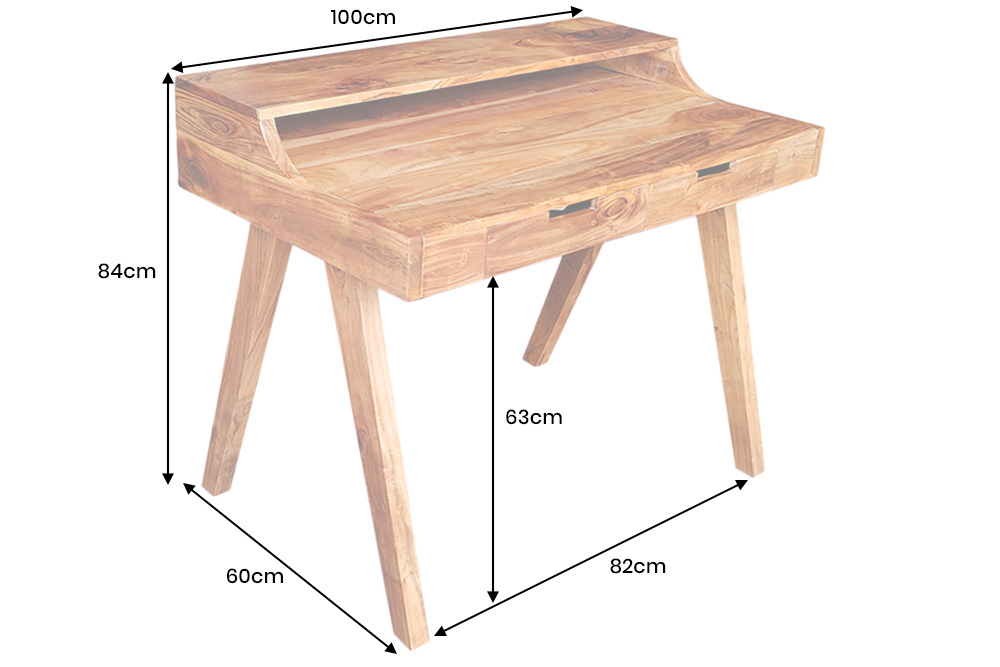 Massiver Sekretär MONSOON 100cm natur Akazienholz Schreibtisch