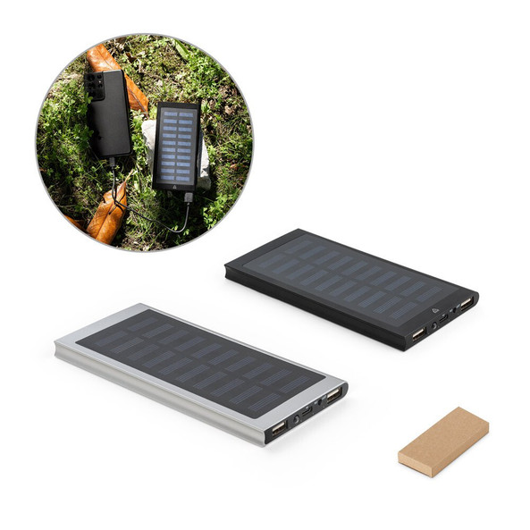 hi!dea 97137 - Batterie nomade de 8 000 mAh avec panneau solaire en aluminium 100 % recyclé