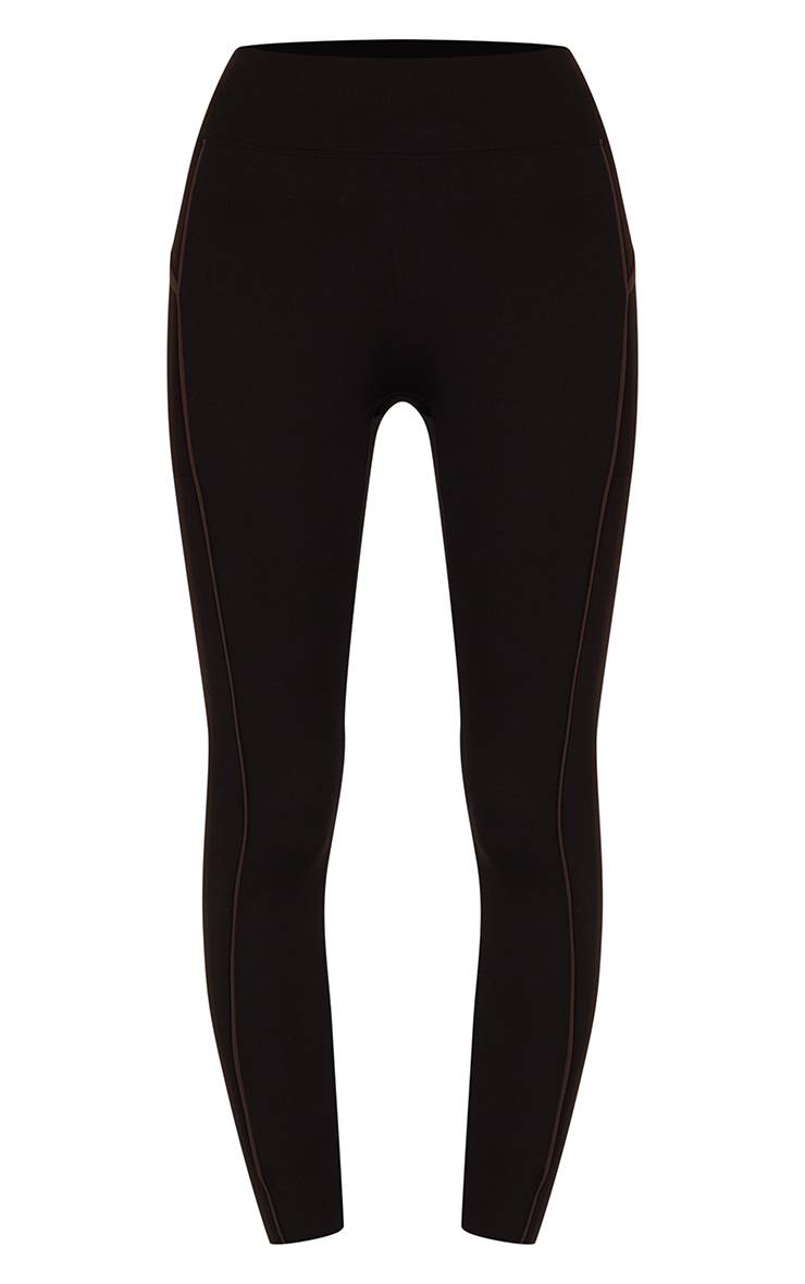 Noir Legging De Sport À Coutures Contrastées Avec Poche Avant Et Languette Plt